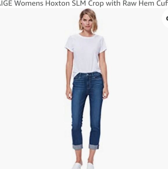 NWT PAIGE hoxton slim crop jeans with raw hem cuff - Picture 4 of 7